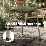 Outsunny Patio Side Table, 2-Tier Round Coffee End Table for Garden Balcony Living Room Bedroom, Light Green