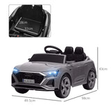 AIYAPLAY Audi Q8 e-tron Sportback Licensed 12V Ride on Car w/ Remote, 4 Spring Suspension Wheels, Headlamps, Music, Horn - Grey