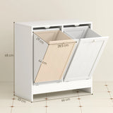 kleankin Double Hamper Laundry Storage Cabinet - White
