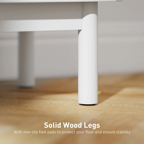 HOMCOM Rattan Bedside Table for Bedroom - White