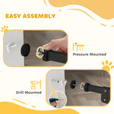 PawHut Extra Tall Pet Gate, Indoor Dog Safety Gate, with Cat Flap, Auto Close, 74-80cm Wide - Black