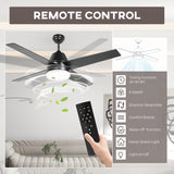 HOMCOM Ceiling Fan with LED Light, Flush Mount Ceiling Fan Lights with Reversible Blades, Remote, Black and Walnut Brown