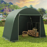 Outsunny 8 x 4 ft Garden Storage Tent, Waterproof Bike Tent with Roll-up Zipper Door and Galvanised Metal Frame, Green