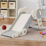 AIYAPLAY Foldable Kids Slide, Freestanding Baby Slide, for Ages 1.5-3 Years, Grey & Beige