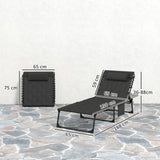 Outsunny Padded Sun Lounger, with Five-Position Reclining Back - Black
