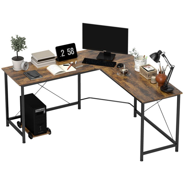 HOMCOM Corner Gaming Desk L-Shape Computer PC Workstation Home Office Three Worktop Writing Table 150 x 150 x 75 cm