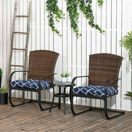 Outsunny Set of Two Patterned Outdoor Seat Cushions - Blue/White