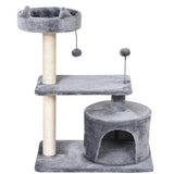 PawHut Cat Tree for Indoor Cats with Scratching Post Climbing Tower Kitty Activity Centre Condo Perch Jumping Platforms Grey 60L x 40W x 81H cm