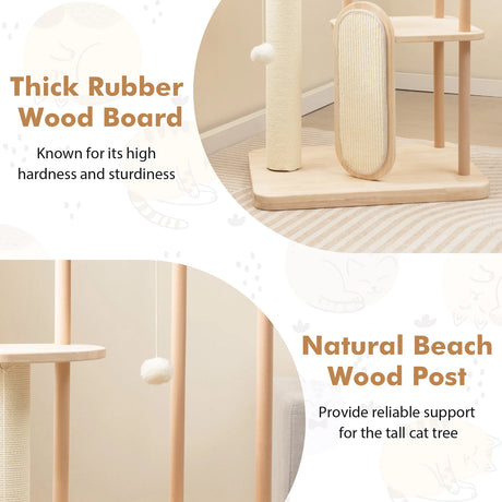 Multi-level Modern Cat Tower with Scratching Board and Post