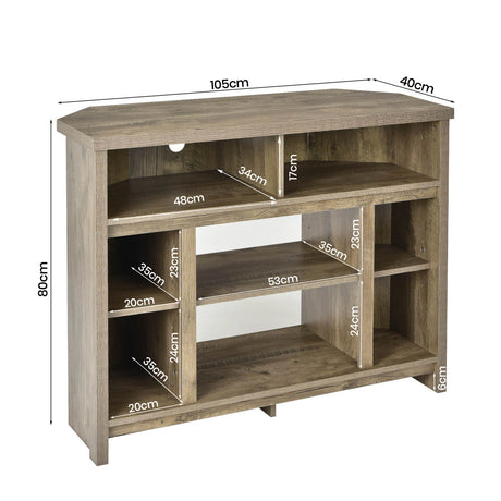 Modern Corner TV Stand with Adjustable Shelves for TVs up to 48 Inch-Natural