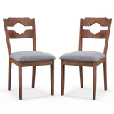 Fabric Upholstered Kitchen Chairs with Padded Seat for Dining Room Living Room Home-Brown