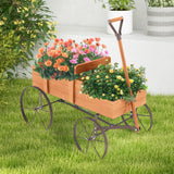 Flower stand wooden trolley plant trolley flower trolley with metal wheels 62 x 34 x 60 cm orange