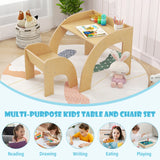 Kids Table and Chair Set with Wide Tabletop and Curved Edges for Kids Room-Natural