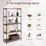 Multipurpose Open Bookcase Industrial Rack Wide Standing Storage Shelf-Brown