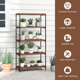 Multipurpose Open Bookcase Industrial Rack Wide Standing Storage Shelf-Brown