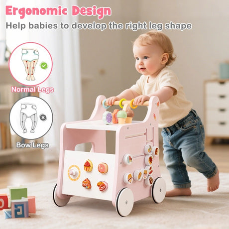 Multifunctional Ice Cream Cart Toy with Sweet Accessories and Smooth Wheels-Pink