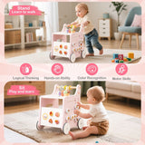 Multifunctional Ice Cream Cart Toy with Sweet Accessories and Smooth Wheels-Pink