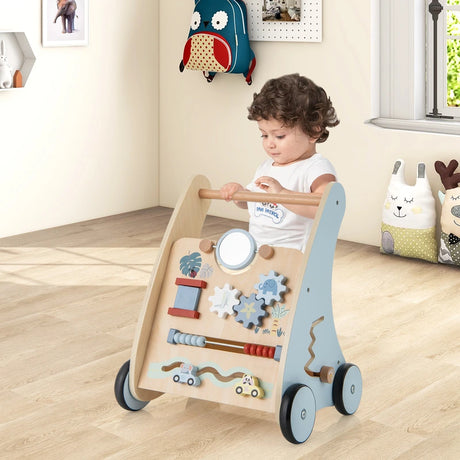 Wooden Baby Walker with Storage for Motor Skill Development