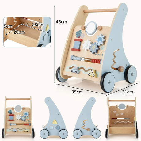 Wooden Baby Walker with Storage for Motor Skill Development