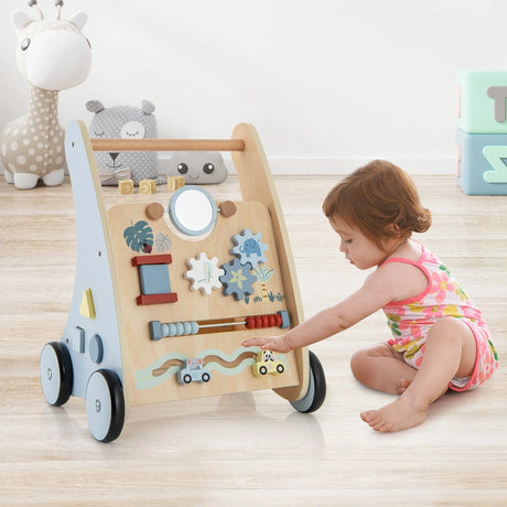 Wooden Baby Walker with Storage for Motor Skill Development