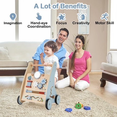Wooden Baby Walker with Storage for Motor Skill Development