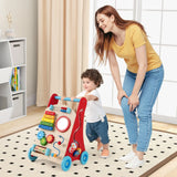 Wooden Baby Push Walker with Storage and Wheels for Boys and Girls 3+ Years Old-Natural