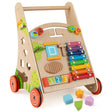 Wooden Baby Push Walker with Handle and Wheels-Natural