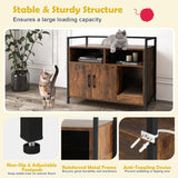 Cat Litter Box Enclosure with Double Doors & Scratch Cardboard-Coffee