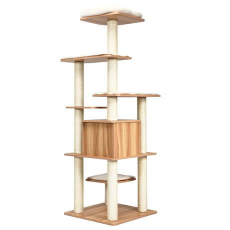 Modern Cat Climbing Tree with Scratch Resistant Sisal Rope Column for Cats