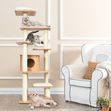 Modern Cat Climbing Tree with Scratch Resistant Sisal Rope Column for Cats