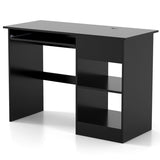 Wooden Computer Desk with Pull-out Keyboard Tray and Adjustable Storage Shelves-Black
