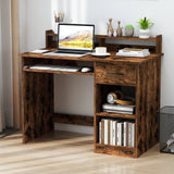 Wooden Computer Desk With Keyboard Tray for Work and Study-Rustic Brown