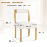 Wooden Dining Chair with Rubber Wood Frame and Cylinder Back Set of 2-White
