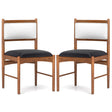 Wooden Dining Chair Set of 2 with Rubber Wood Frame and Faux Sherpa Backrest-Walnut