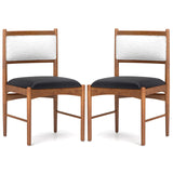 Wooden Dining Chair Set of 2 with Rubber Wood Frame and Faux Sherpa Backrest-Walnut