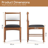 Wooden Dining Chair Set of 2 with Rubber Wood Frame and Faux Sherpa Backrest-Walnut