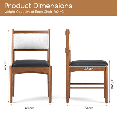Wooden Dining Chair Set of 2 with Rubber Wood Frame and Faux Sherpa Backrest-Walnut