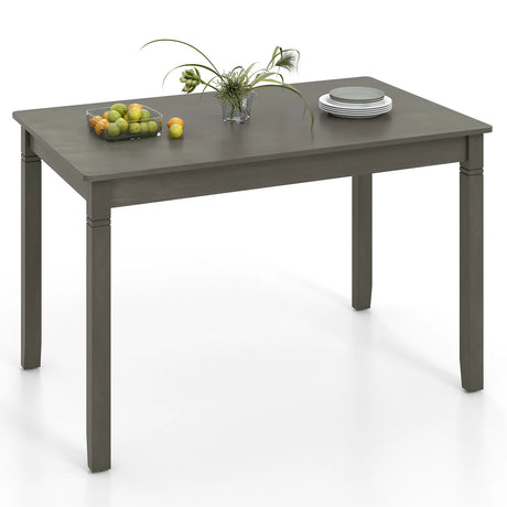 48-Inch Wooden Dining Table for 4 People Rectangular Kitchen Table with Rubber Wood Legs-Gray