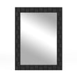 80 x 60 cm Wooden Framed Wall Mirror with Metal Hooks-Black