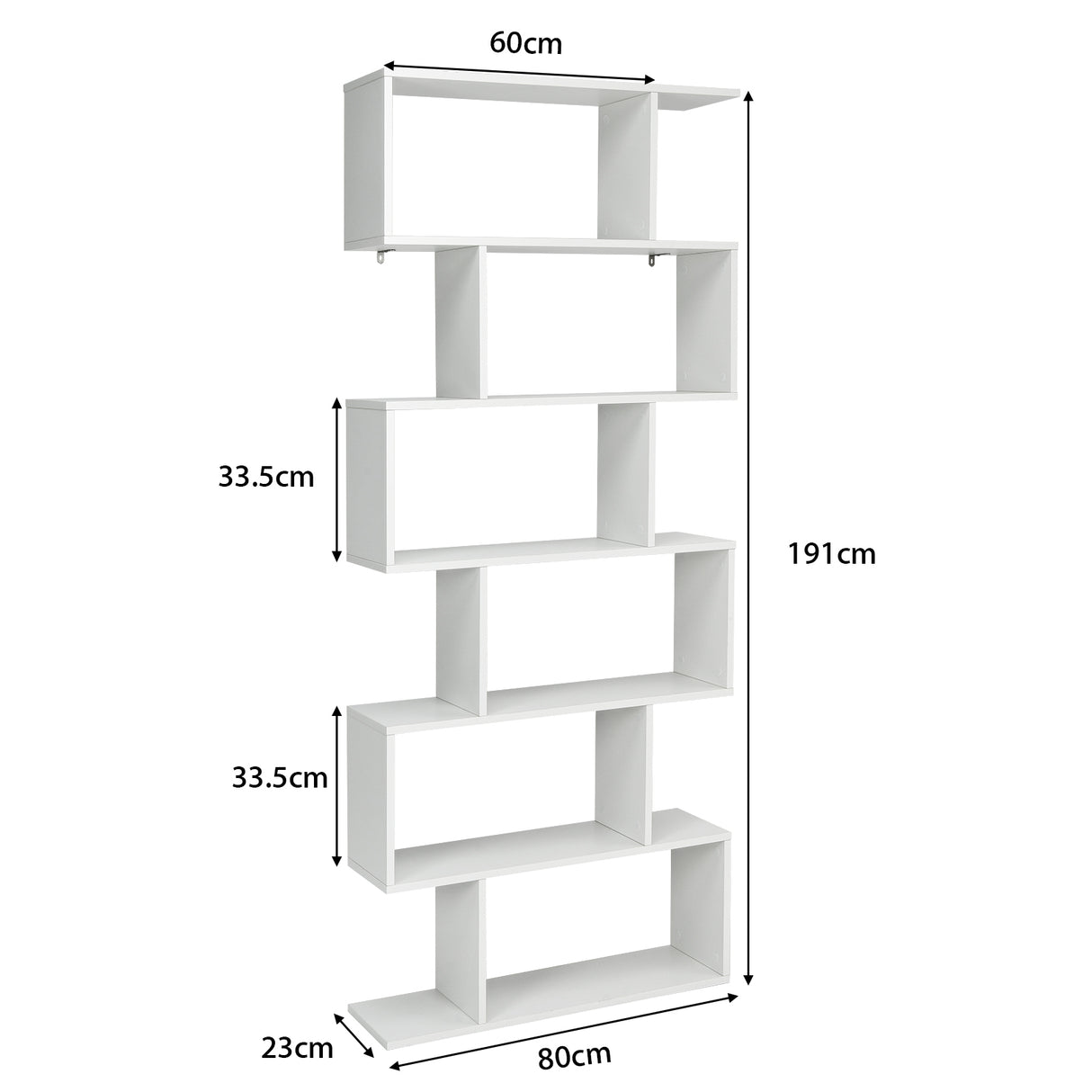 6-tier Bookshelf with Anti-Tipping Device for Office
