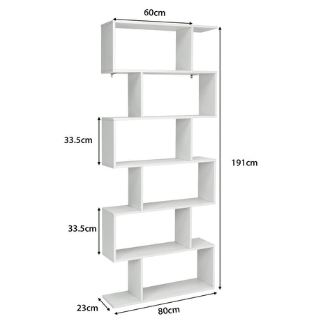 6-tier Bookshelf with Anti-Tipping Device for Office