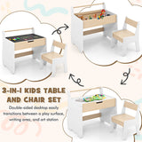 Kids Table and Chair Set with 2 in 1 Detachable Tabletop and Storage-White