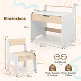 Kids Table and Chair Set with 2 in 1 Detachable Tabletop and Storage-White