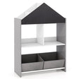 Playhouse Kids Bookshelf with Writable Chalkboard and Whiteboard-Grey