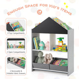 Playhouse Kids Bookshelf with Writable Chalkboard and Whiteboard-Grey