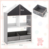Playhouse Kids Bookshelf with Writable Chalkboard and Whiteboard-Grey