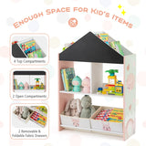 Playhouse Kids Bookshelf with Writable Chalkboard and Whiteboard-Pink