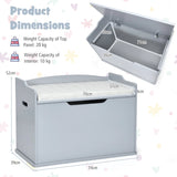 Kids Toy Wooden Flip-top Storage Box Chest Bench with Cushion Hinge-Gray