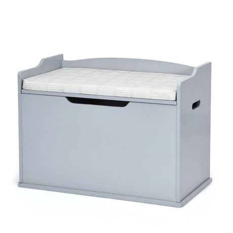 Kids Toy Wooden Flip-top Storage Box Chest Bench with Cushion Hinge-Gray