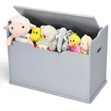 Kids Toy Wooden Flip-top Storage Box Chest Bench with Cushion Hinge-Gray